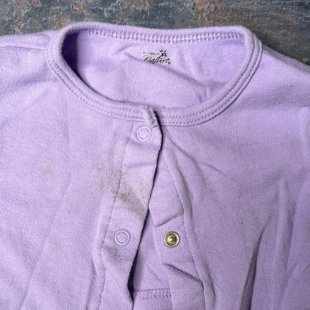 (5for$10)Lavender Floral Kids Dress with Long Sleeve Blouse/ 100% organic cotton - Picture 6 of 7